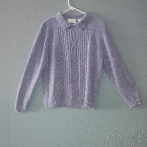 Alfred Dunner Lavender Knit Collar Sweater
